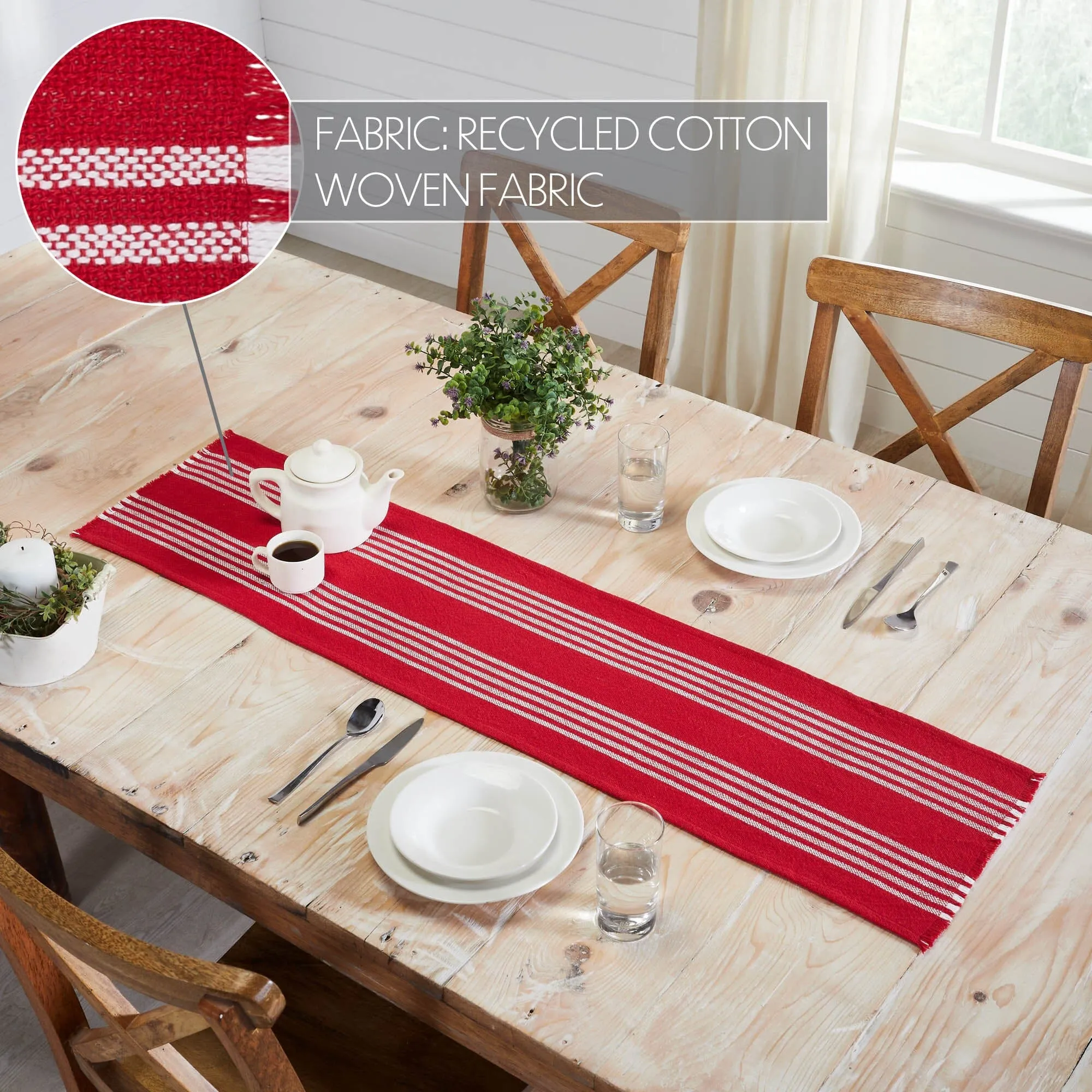 Arendal Red Stripe Fringed Runner 12x48"