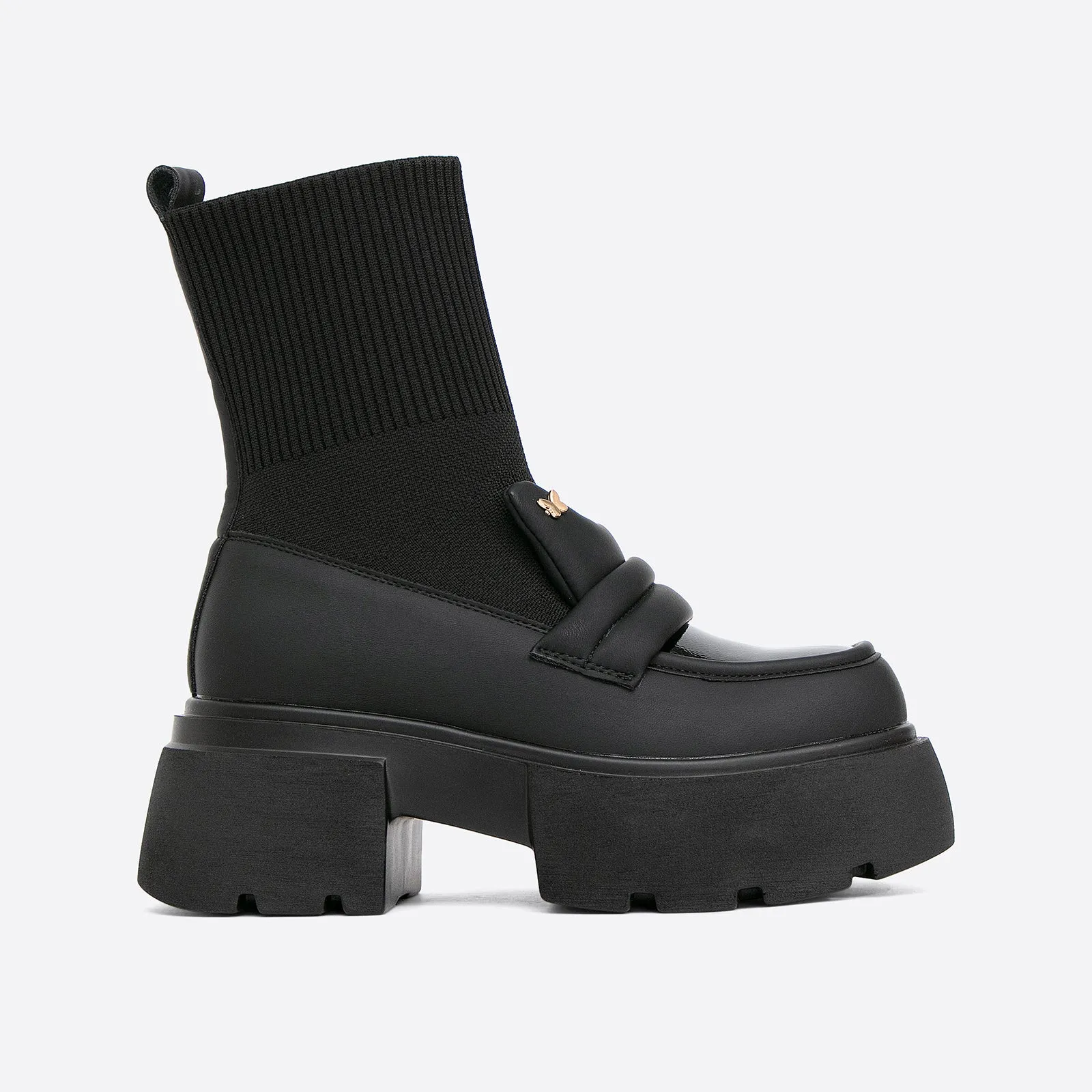 binfenxie-Women Two Tone Knit Ankle Boots