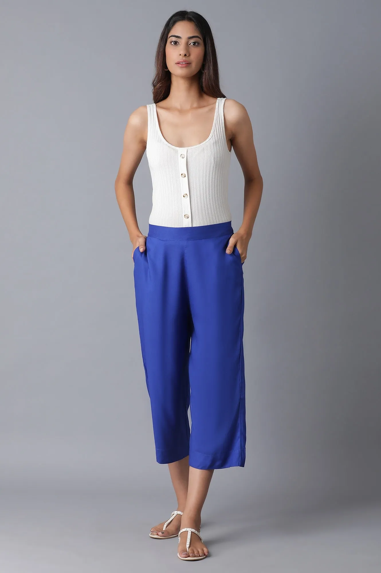 Blue Straight Culottes