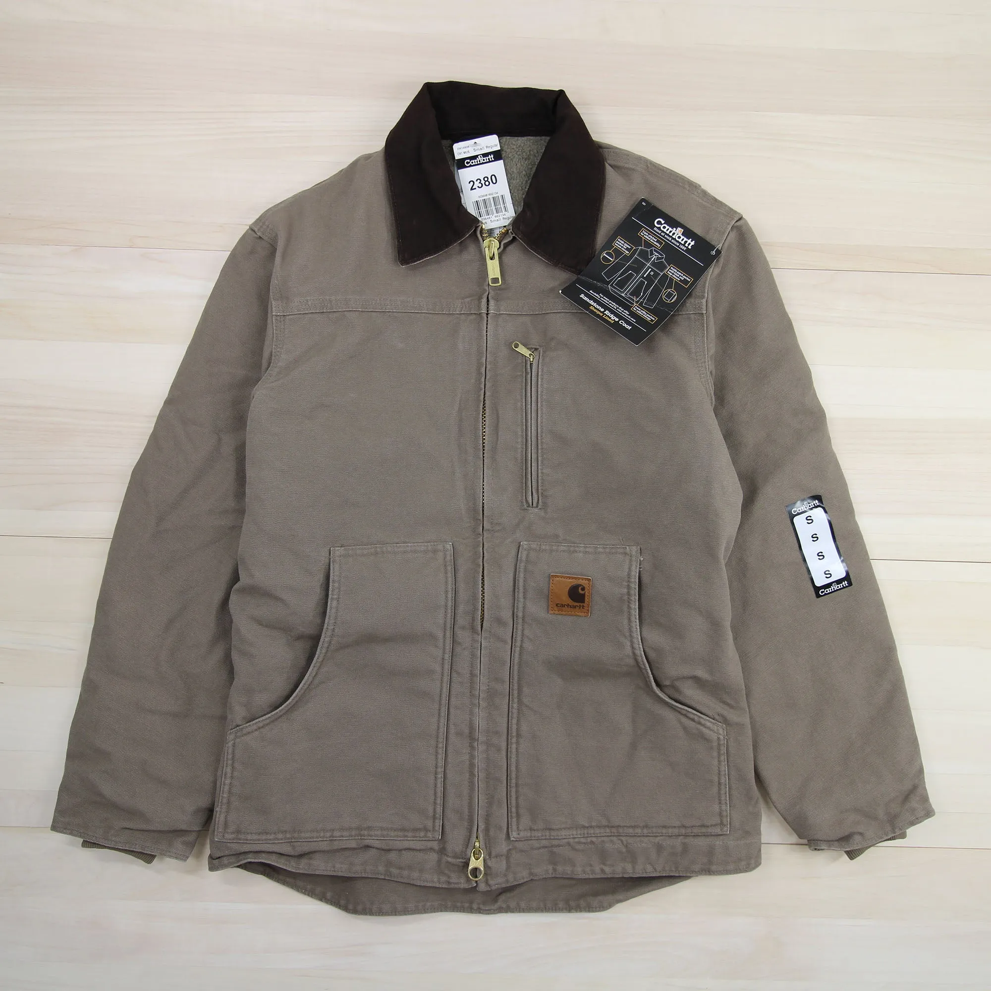 Carhartt C61 MUS (mushroom) Sherpa Lined Sandstone Ridge Coat NWT Small