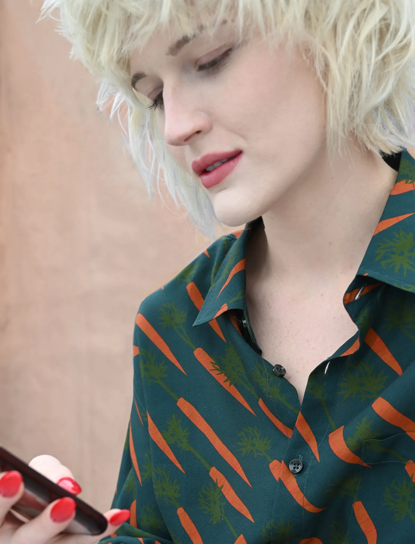 Carrot Print L/S Shirt | Dk Teal