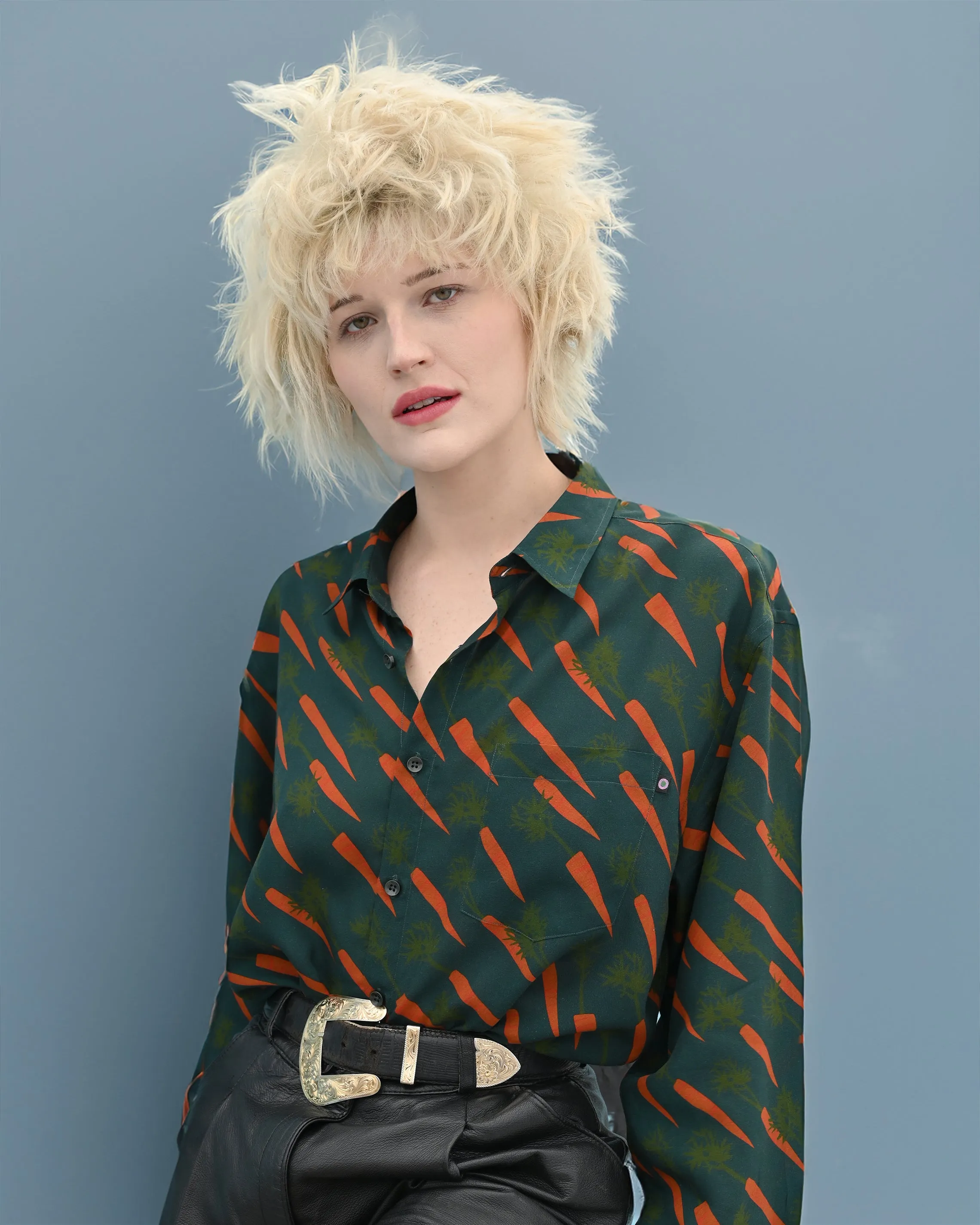 Carrot Print L/S Shirt | Dk Teal