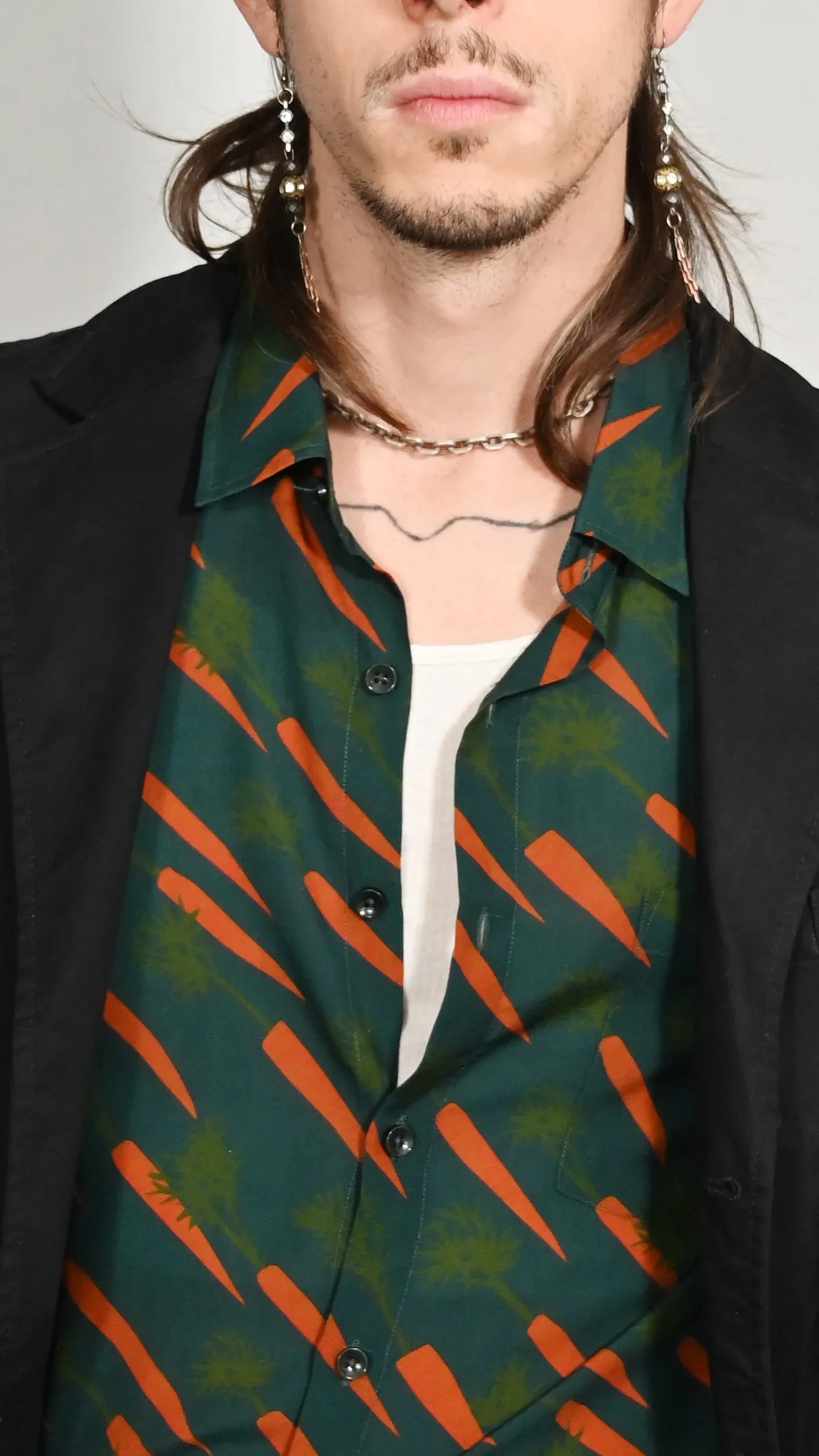 Carrot Print L/S Shirt | Dk Teal