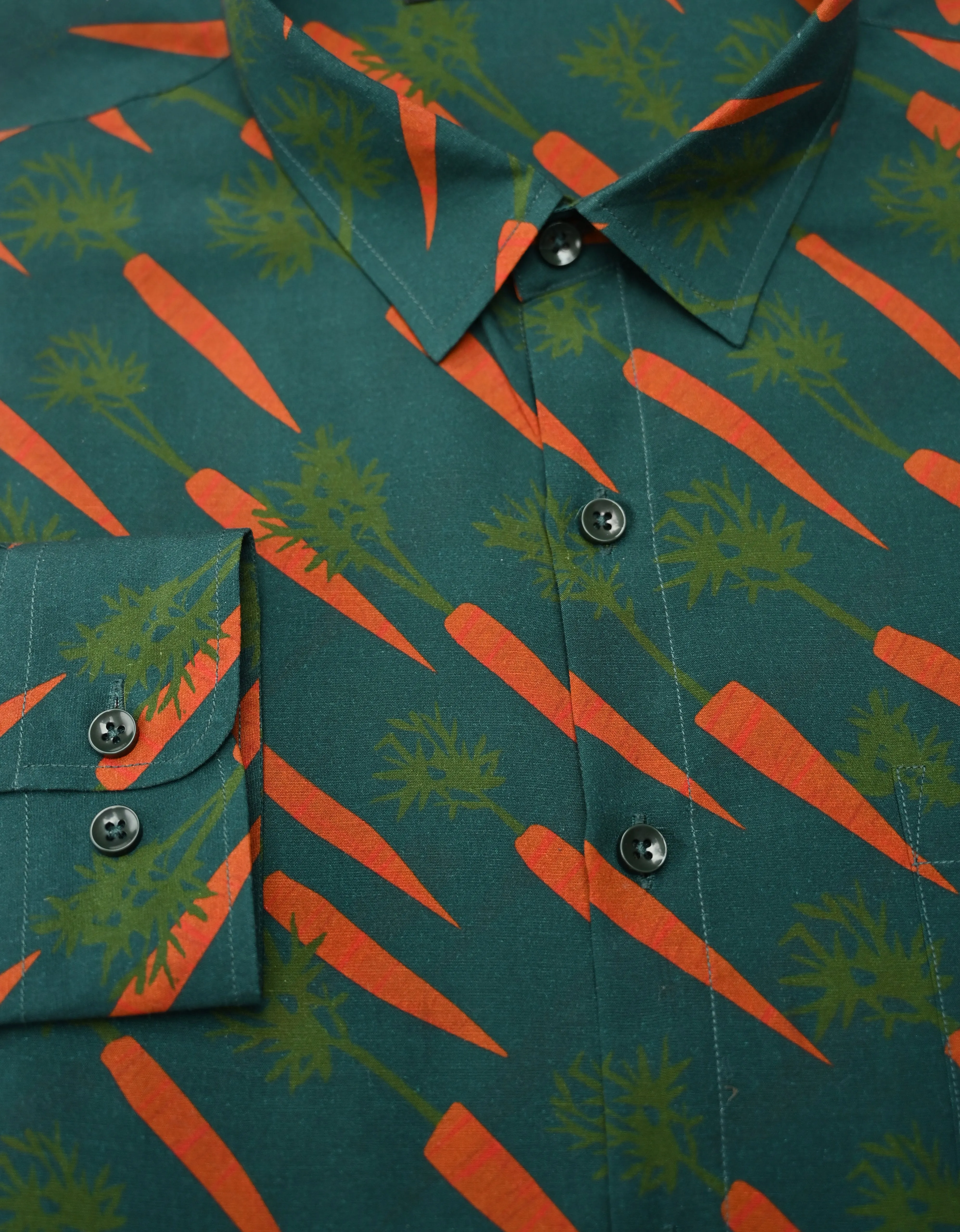 Carrot Print L/S Shirt | Dk Teal