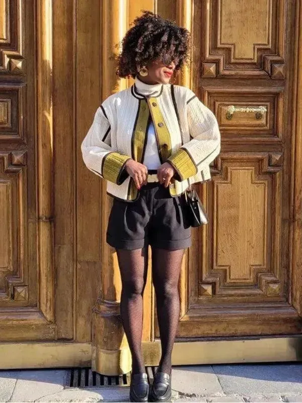Chic Patchwork Women Quilted Coat