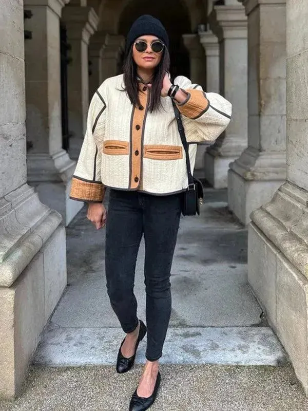Chic Patchwork Women Quilted Coat