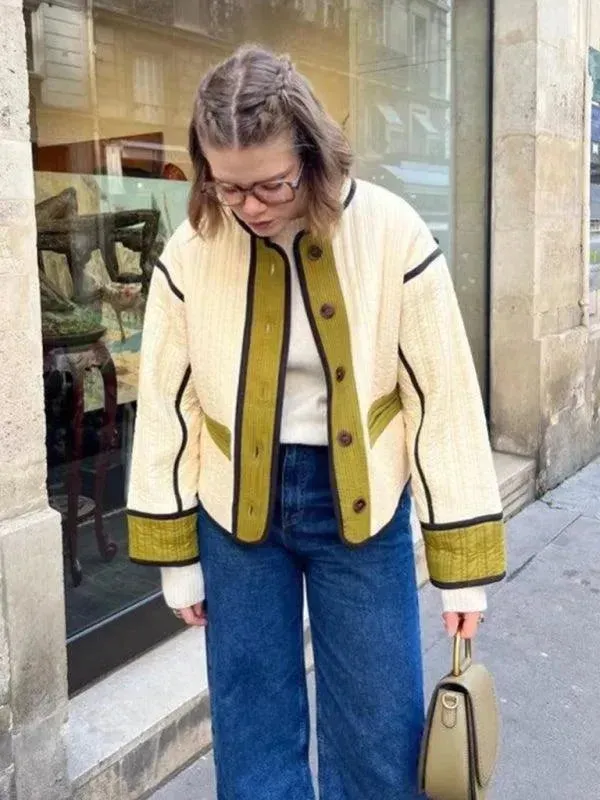 Chic Patchwork Women Quilted Coat