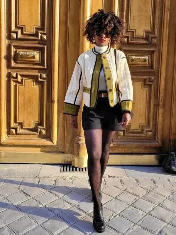 Chic Patchwork Women Quilted Coat