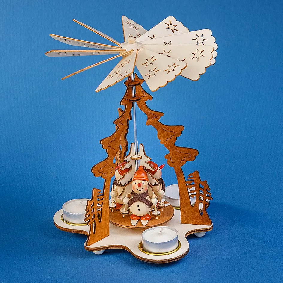 Christmas Pyramid - Snowmen with Skis