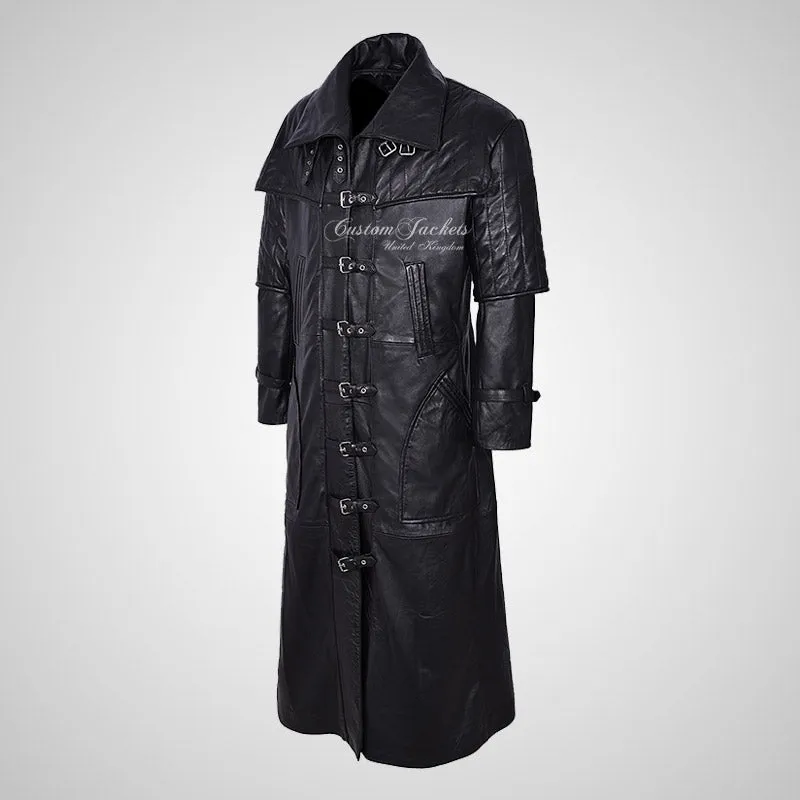 CORSAIR Men's Captain Coat Full Length Long Leather Coat