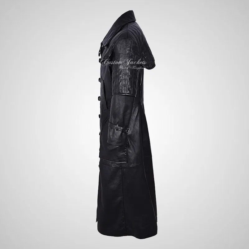 CORSAIR Men's Captain Coat Full Length Long Leather Coat