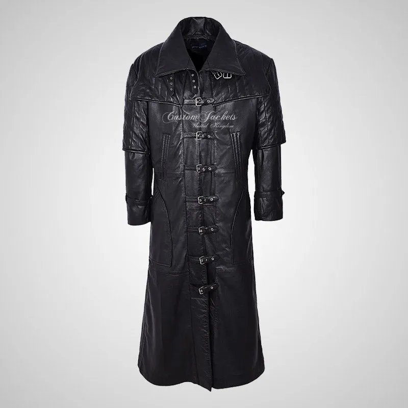 CORSAIR Men's Captain Coat Full Length Long Leather Coat