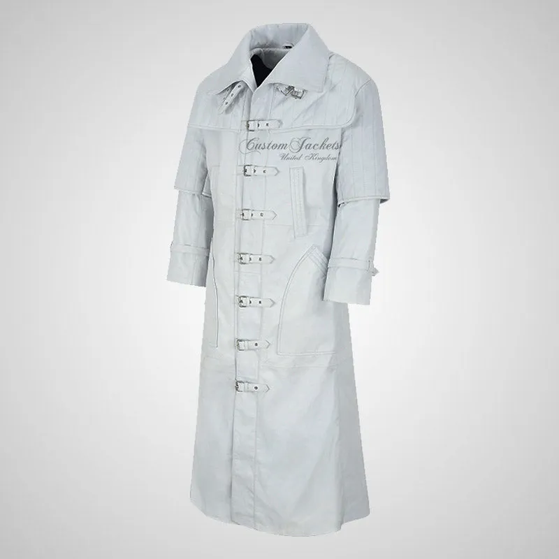 CORSAIR Men's Captain Coat Full Length Long Leather Coat