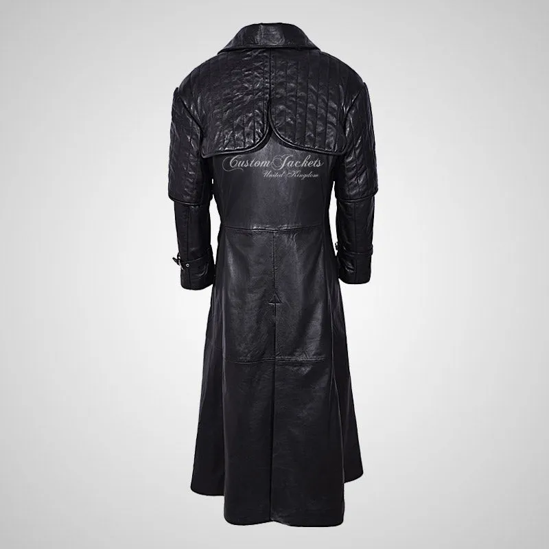 CORSAIR Men's Captain Coat Full Length Long Leather Coat