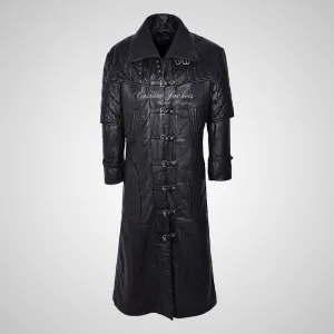 CORSAIR Men's Captain Coat Full Length Long Leather Coat