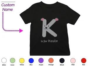 Custom Kids Tshirt Gift For Toddler Girls with Initials K On Shirt