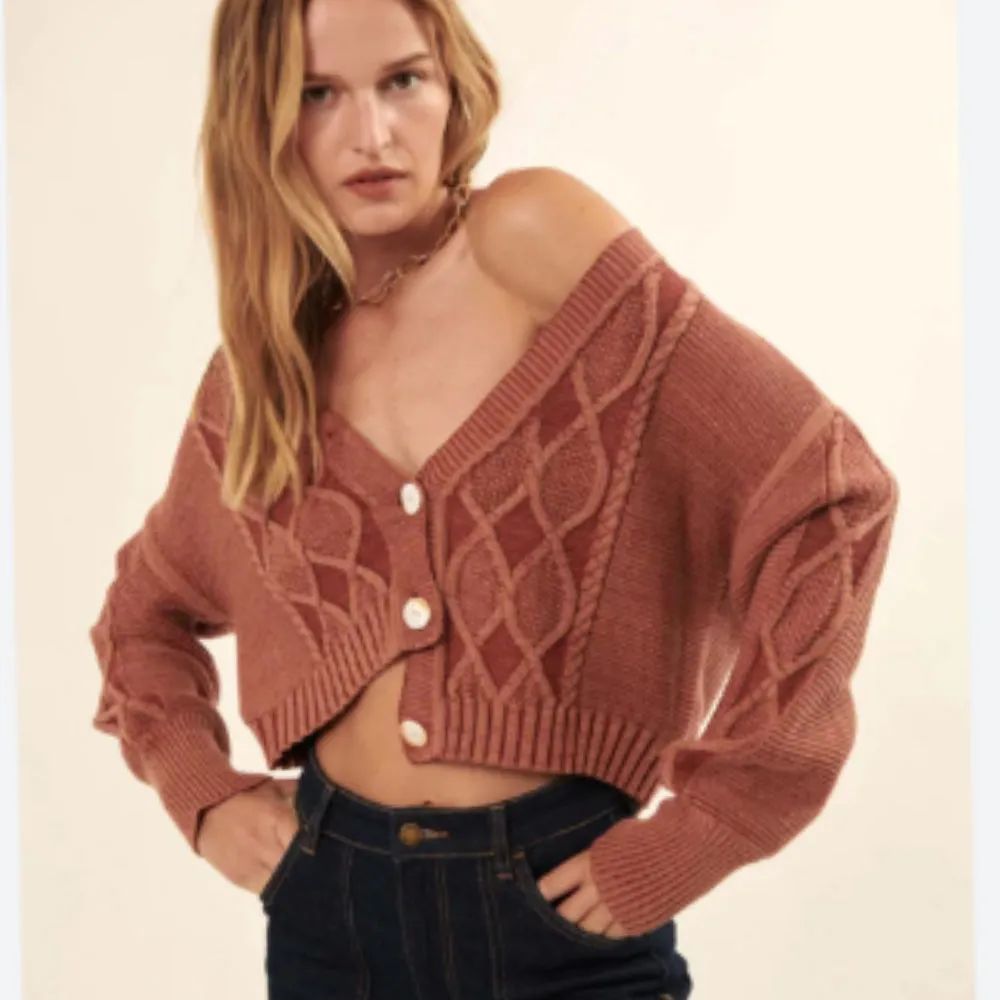 Diamond Knit Cardigan Sweater