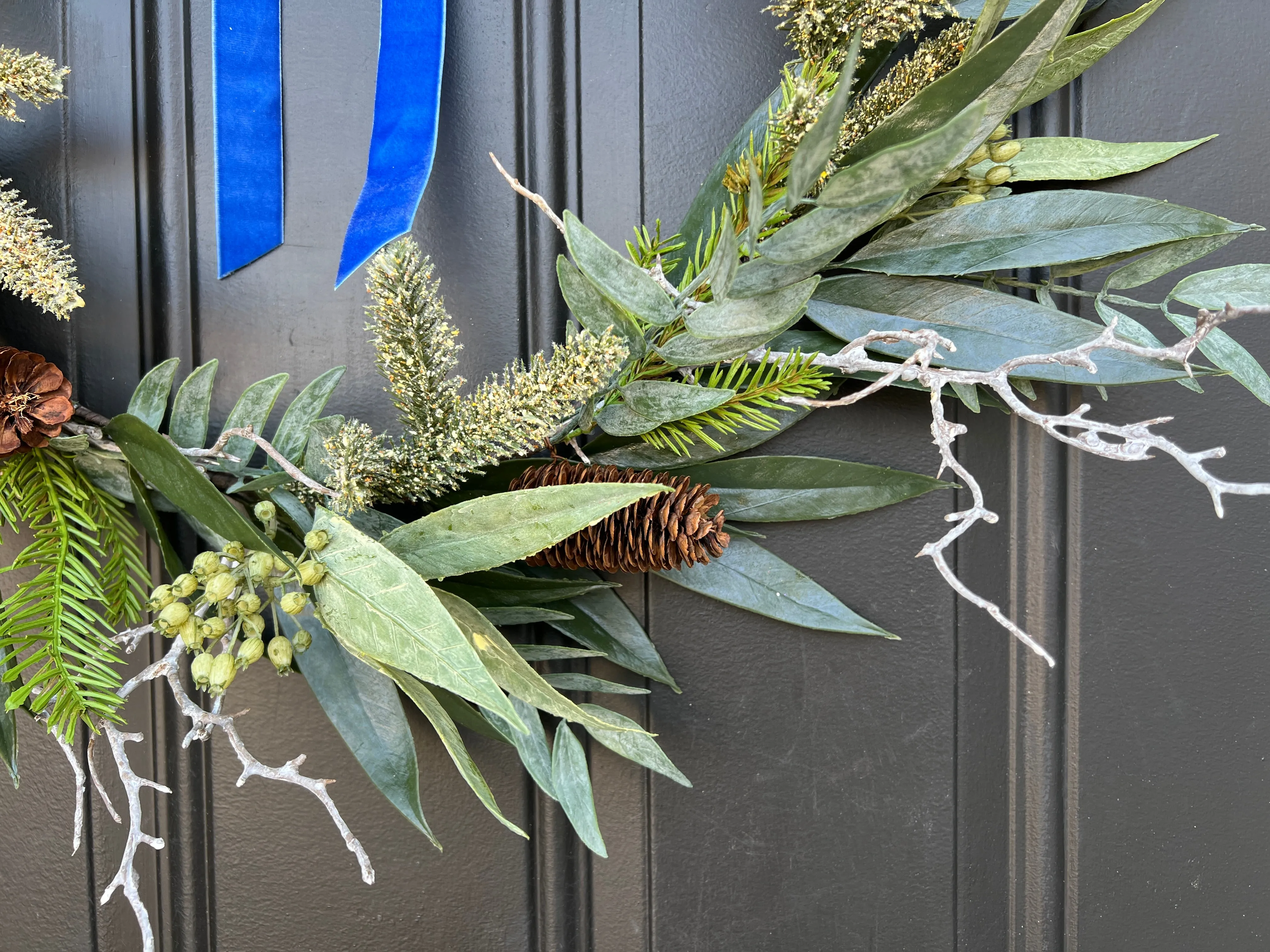 Evergreen Elegance Wreath with Custom Velvet Ribbon