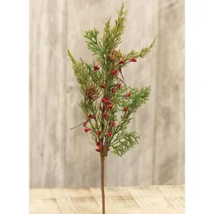 Evergreen Pine with Red Pips Pick - 14"