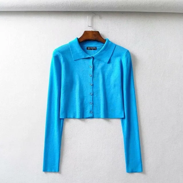 (Free Shipping) Knitted Cardigan Button Up Cute Sweaters Cropped Cardigan Women wear