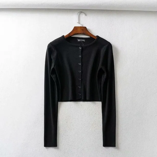 (Free Shipping) Knitted Cardigan Button Up Cute Sweaters Cropped Cardigan Women wear