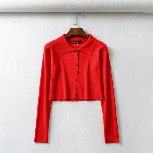 (Free Shipping) Knitted Cardigan Button Up Cute Sweaters Cropped Cardigan Women wear