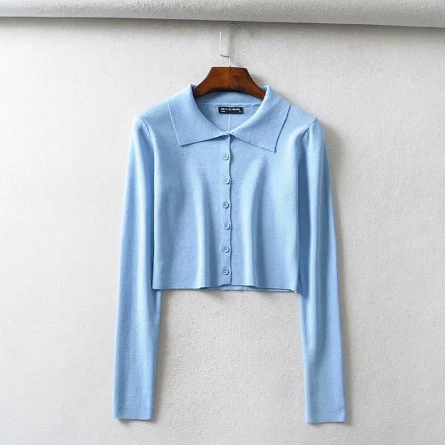 (Free Shipping) Knitted Cardigan Button Up Cute Sweaters Cropped Cardigan Women wear