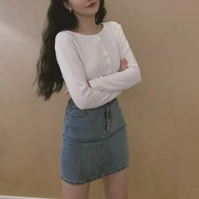 (Free Shipping) Knitted Cardigan Button Up Cute Sweaters Cropped Cardigan Women wear