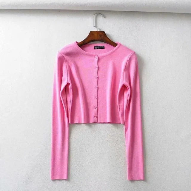 (Free Shipping) Knitted Cardigan Button Up Cute Sweaters Cropped Cardigan Women wear