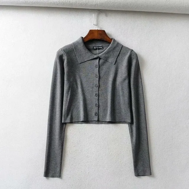 (Free Shipping) Knitted Cardigan Button Up Cute Sweaters Cropped Cardigan Women wear