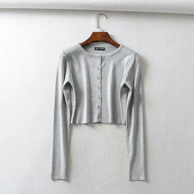 (Free Shipping) Knitted Cardigan Button Up Cute Sweaters Cropped Cardigan Women wear