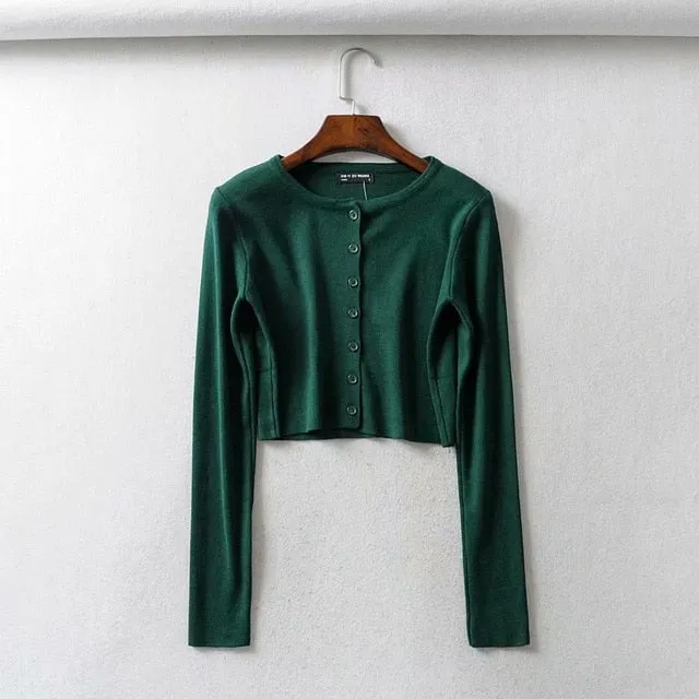 (Free Shipping) Knitted Cardigan Button Up Cute Sweaters Cropped Cardigan Women wear