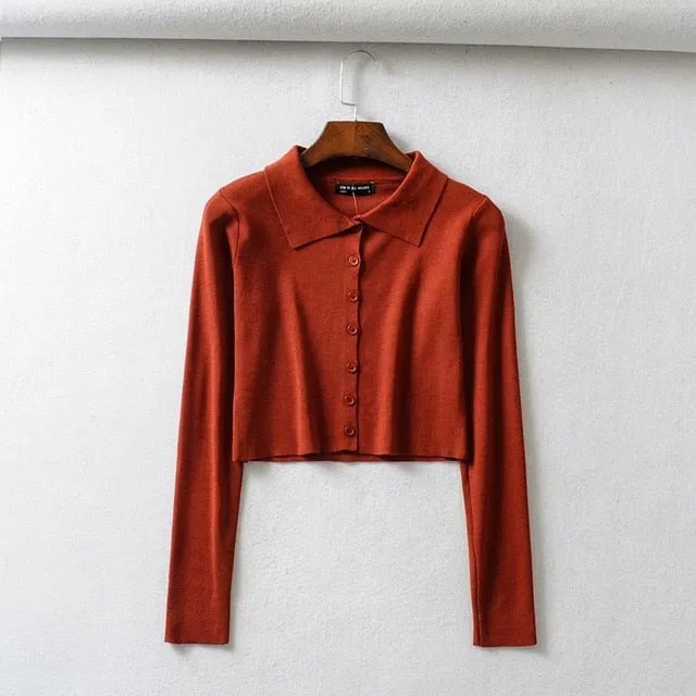 (Free Shipping) Knitted Cardigan Button Up Cute Sweaters Cropped Cardigan Women wear