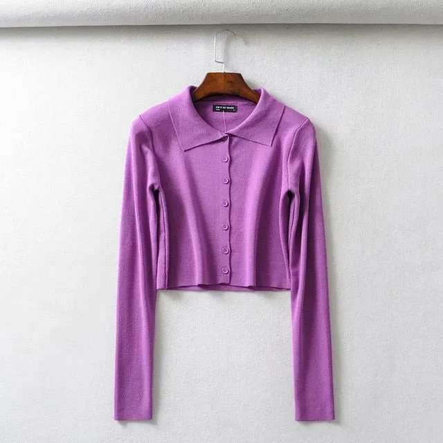 (Free Shipping) Knitted Cardigan Button Up Cute Sweaters Cropped Cardigan Women wear