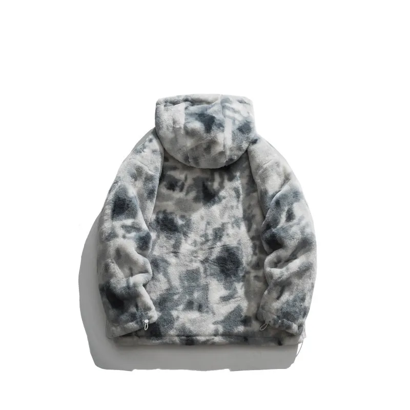 FRICCO BASIC CASUAL URBAN STYLE PLUSH HOODED JACKET