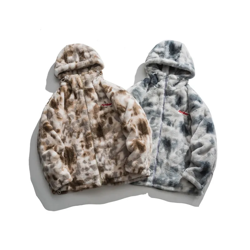 FRICCO BASIC CASUAL URBAN STYLE PLUSH HOODED JACKET