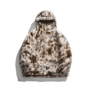 FRICCO BASIC CASUAL URBAN STYLE PLUSH HOODED JACKET