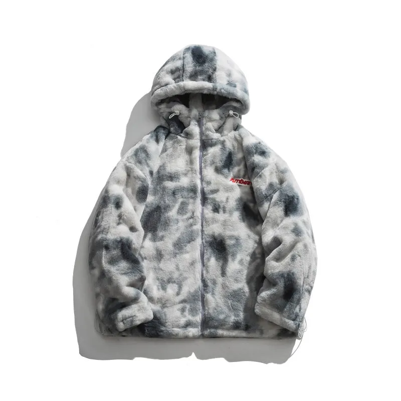 FRICCO BASIC CASUAL URBAN STYLE PLUSH HOODED JACKET
