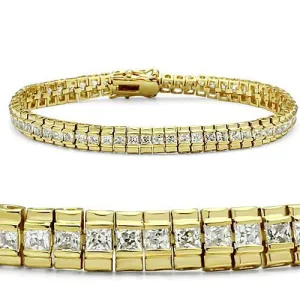 Gold Brass Bracelet with AAA Grade CZ in Clear for Women Style 47303