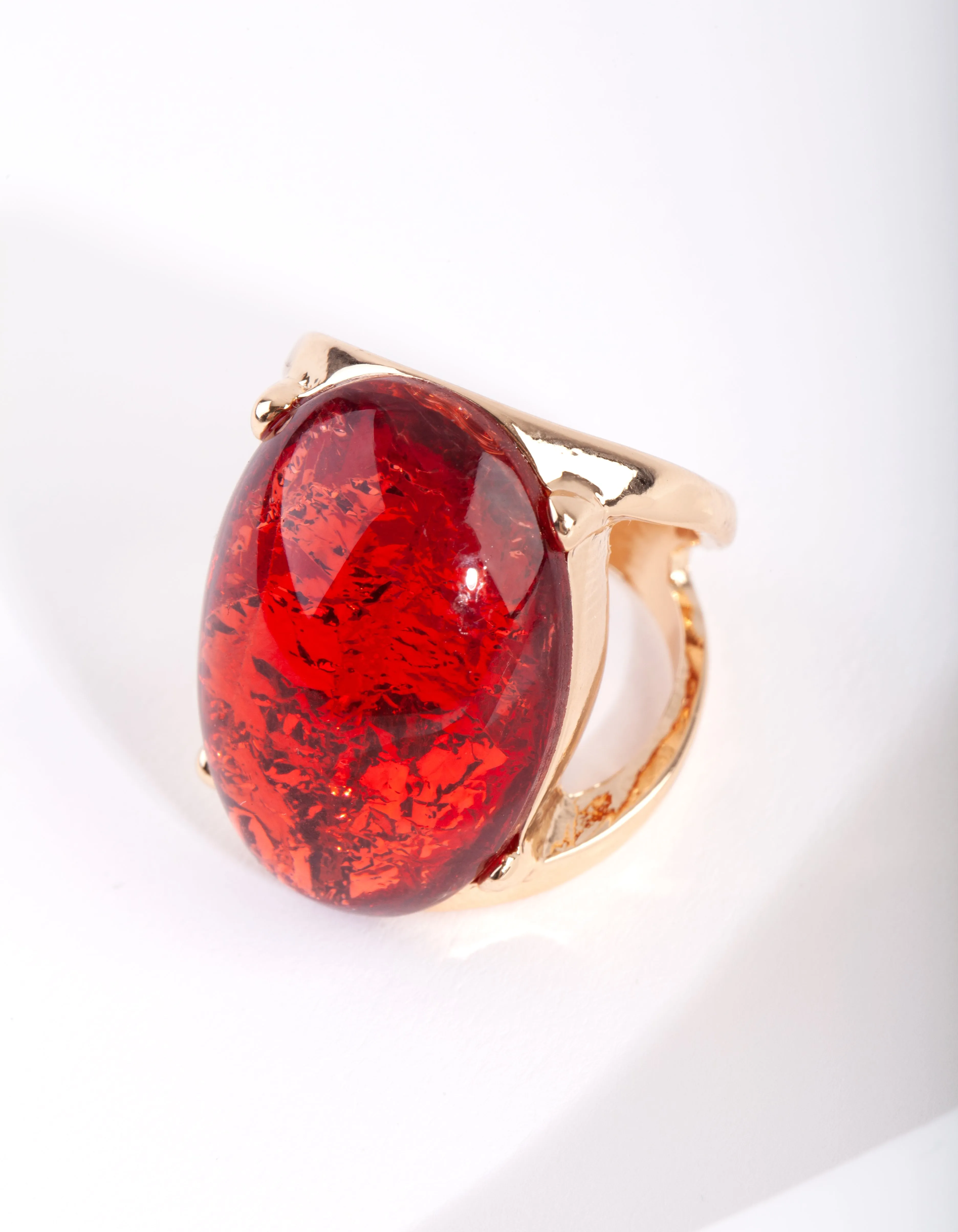 Gold Red Stone Foil Statement Ring