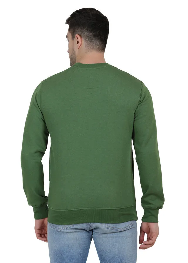 Hiflyers Mens Green Slim Fit Printed Round Neck Sweatshirt