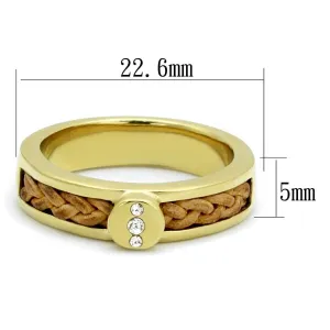 IP Gold(Ion Plating) Stainless Steel Ring with Top Grade Crystal in Clear for Women Style TK3096