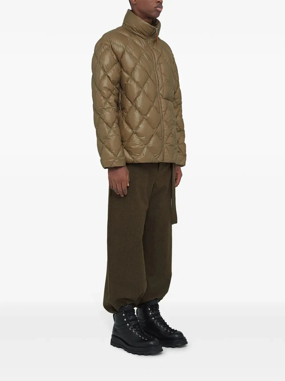 JIL SANDER Mens Down Puffer Quilted Jacket 141 Lightweight Nylon Large Brown