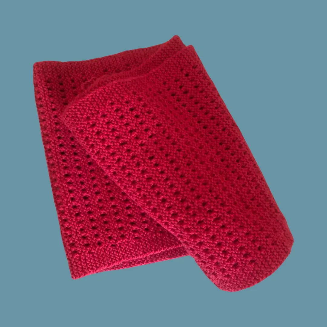 Knits by AK Eyelet Red Scarf