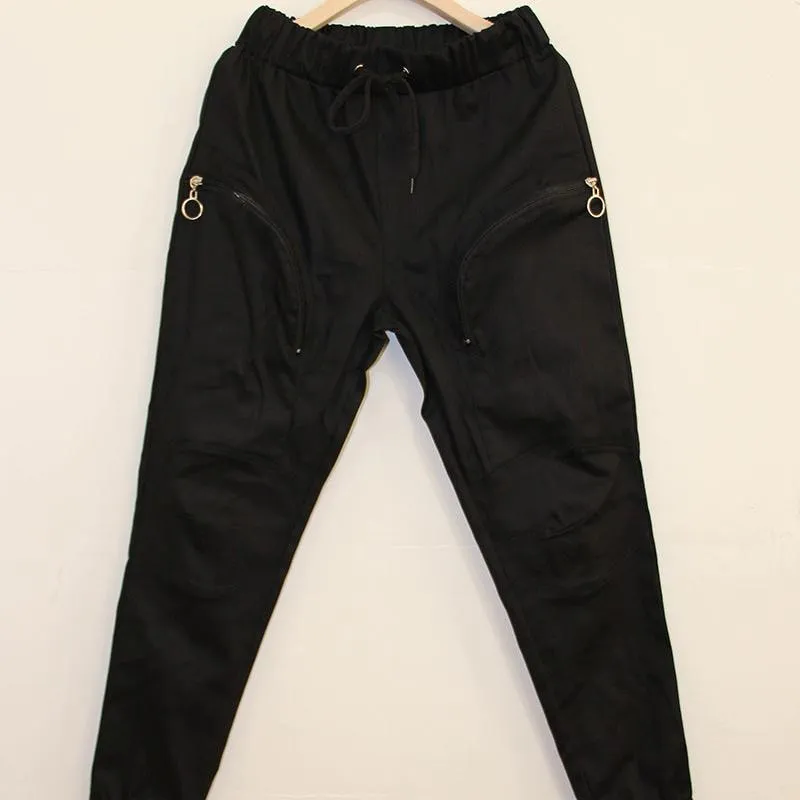 Men's Solid Colored Joggers With Zippers | Plus Size