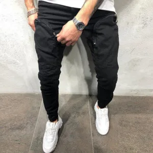Men's Solid Colored Joggers With Zippers | Plus Size