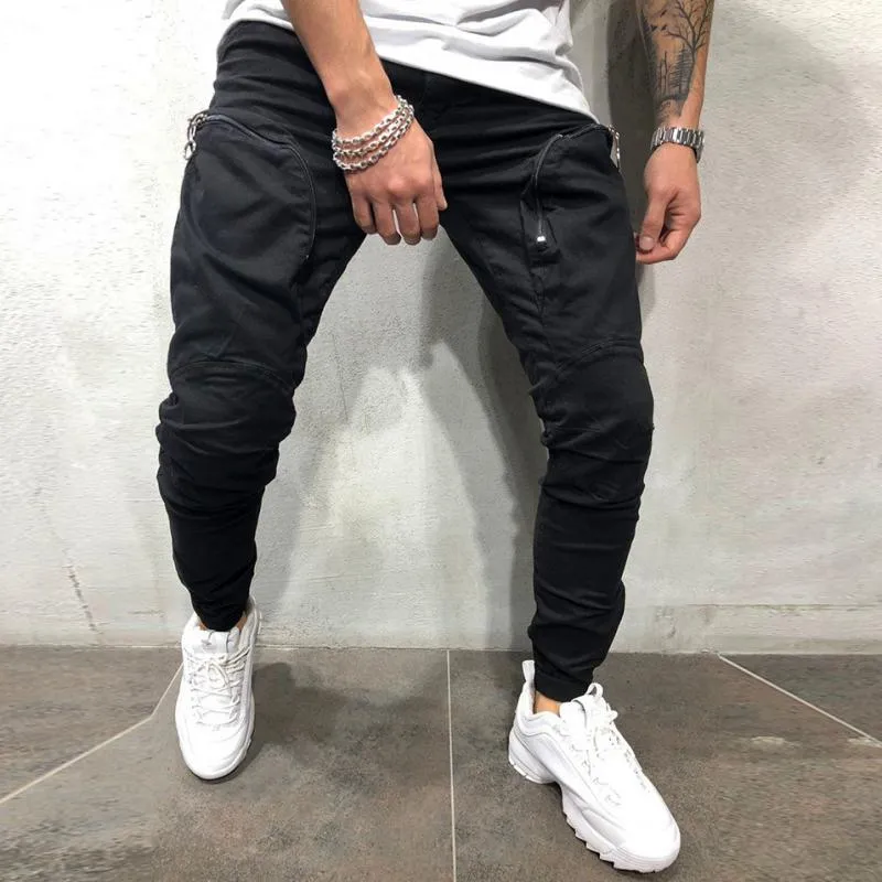 Men's Solid Colored Joggers With Zippers | Plus Size