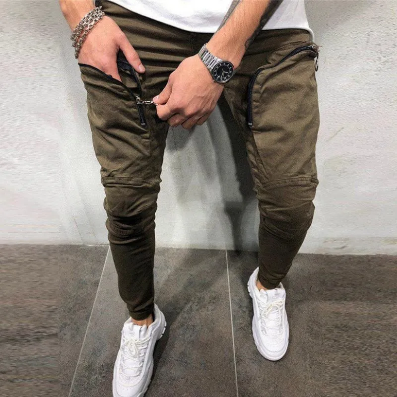 Men's Solid Colored Joggers With Zippers | Plus Size