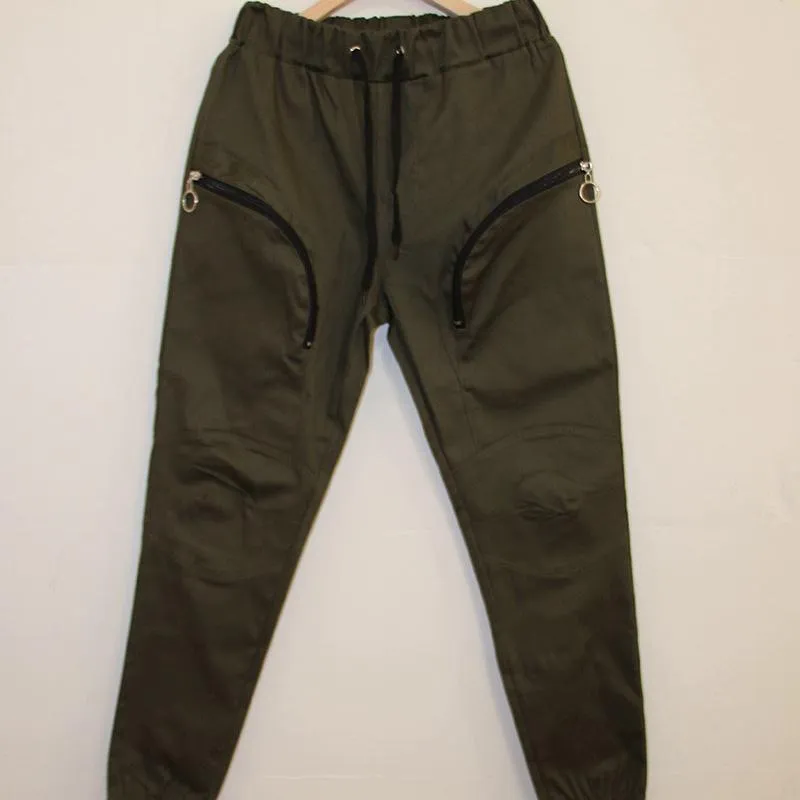 Men's Solid Colored Joggers With Zippers | Plus Size