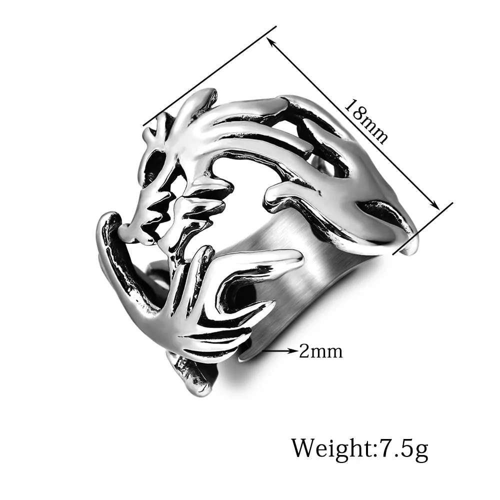 Mens Stainless Steel Dragon Flame Design Ring